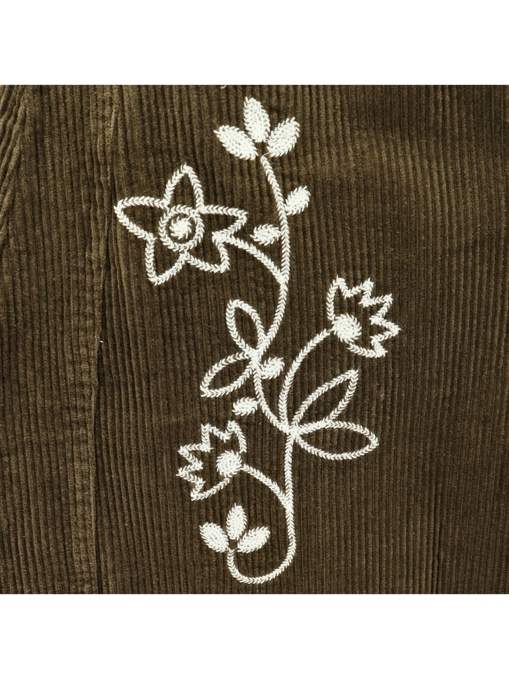 NWT Jacquie The Label SYLVIE Embroidered Barrel-leg Corduroy Olive - Picture 4 of 10